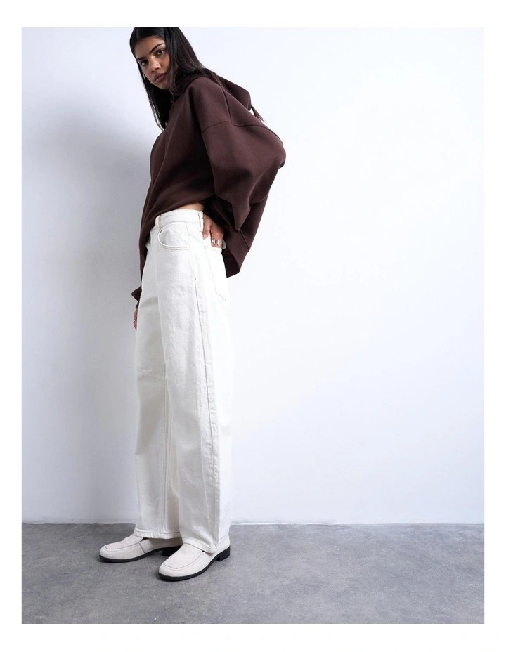 Barrel High Rise Denim Jeans in Bone image 3