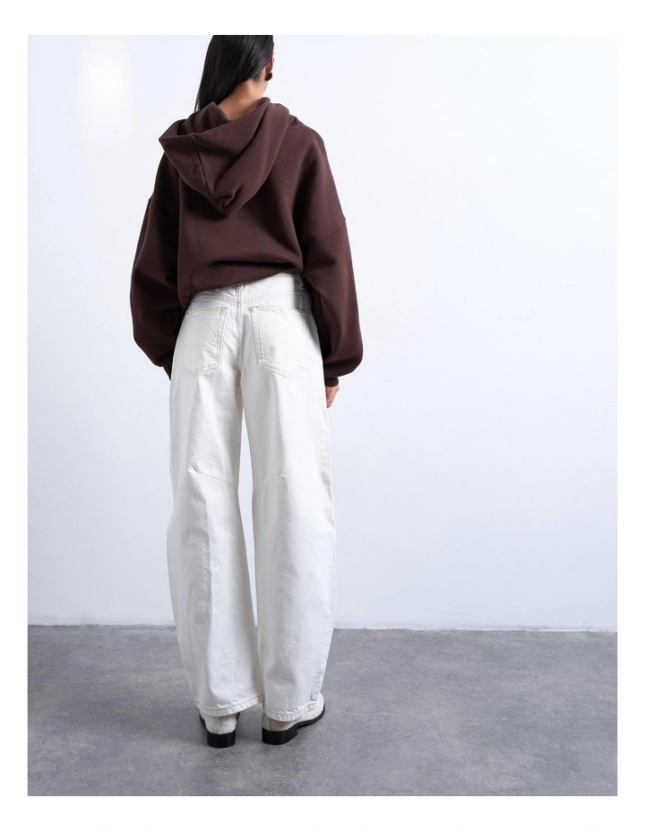 Barrel High Rise Denim Jeans in Bone image 4