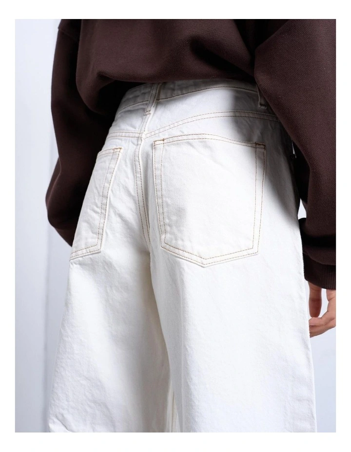 Barrel High Rise Denim Jeans in Bone image 5