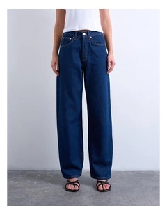 Column Slung Jeans in Dark Denim