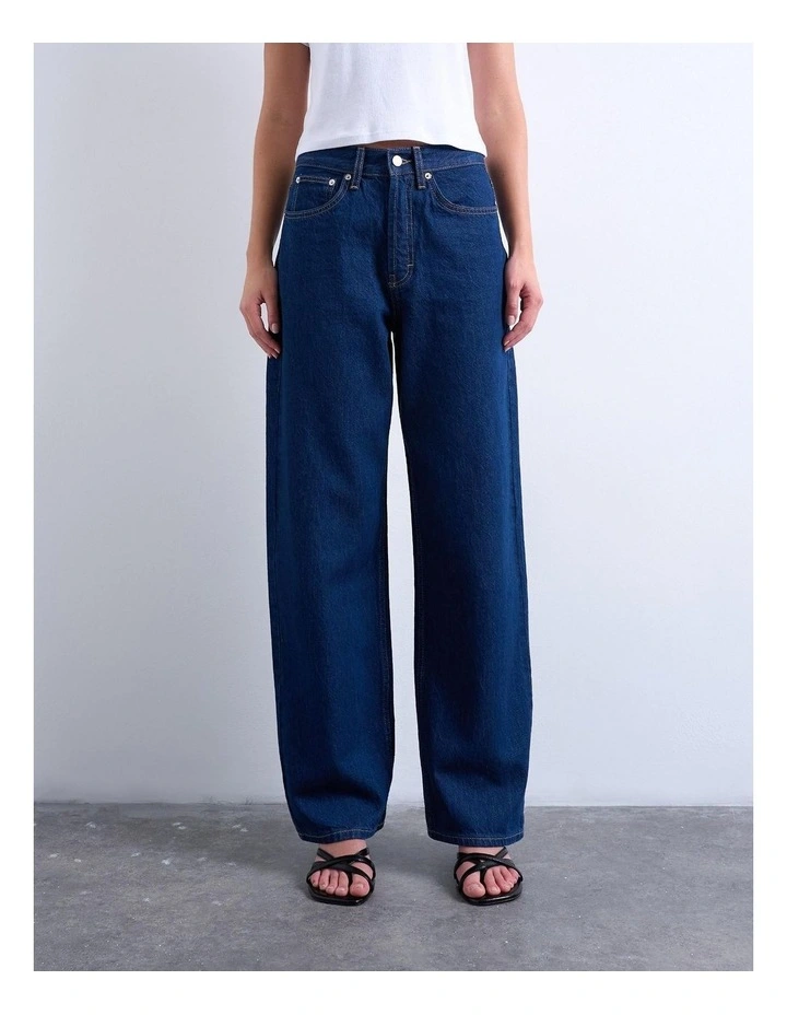 Column Slung Jeans in Dark Denim image 1