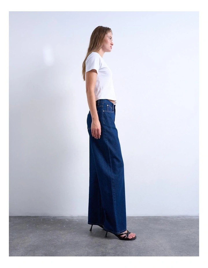 Column Slung Jeans in Dark Denim image 4