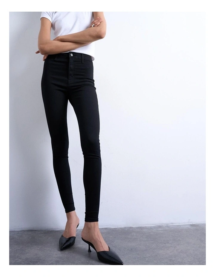Joni High Rise Skinny Jeans in Black image 2