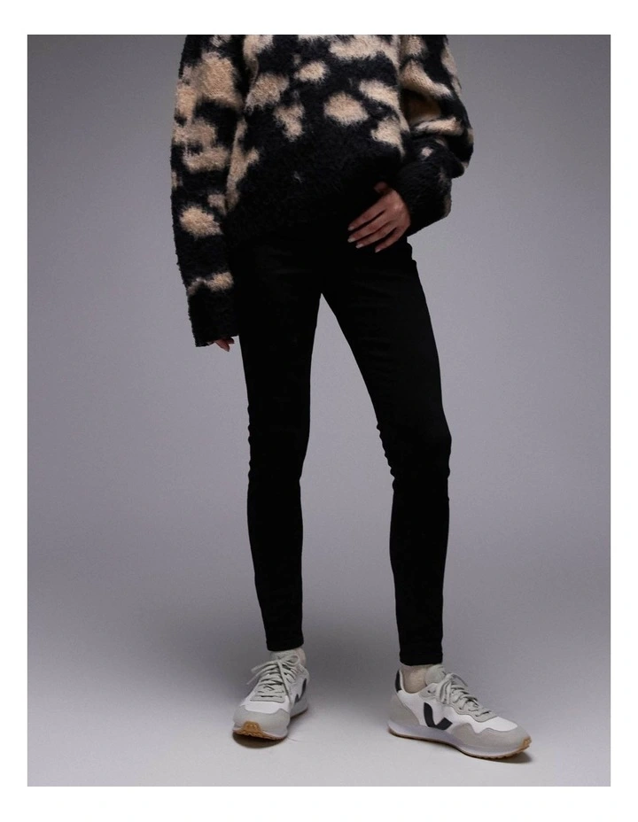 Jamie High Rise Skinny Denim Jeans in Black image 1