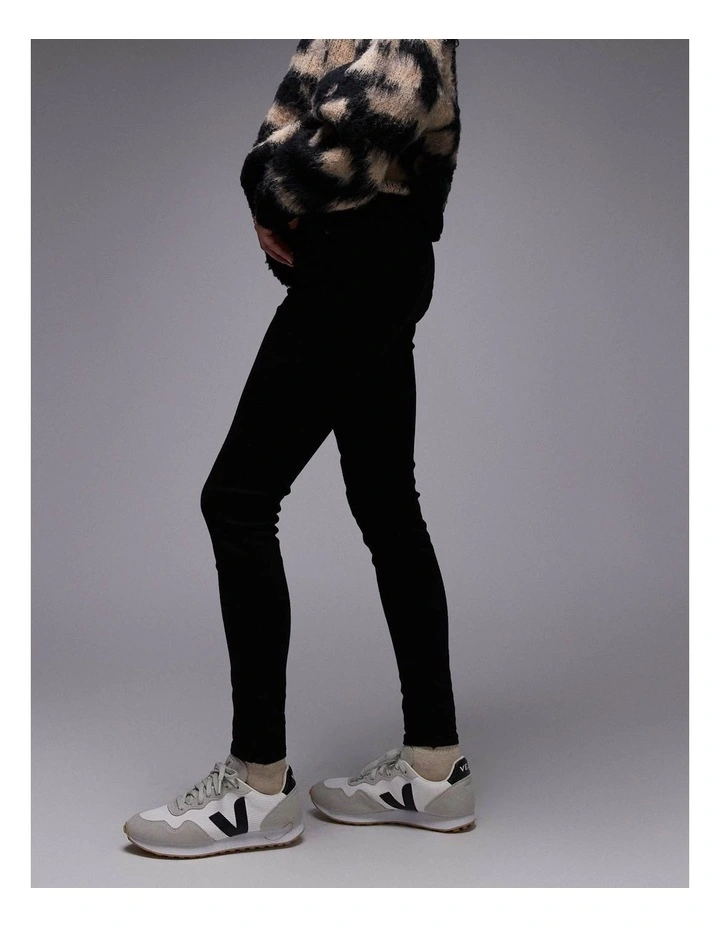 Jamie High Rise Skinny Denim Jeans in Black image 3