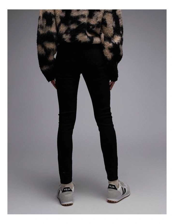 Jamie High Rise Skinny Denim Jeans in Black image 4