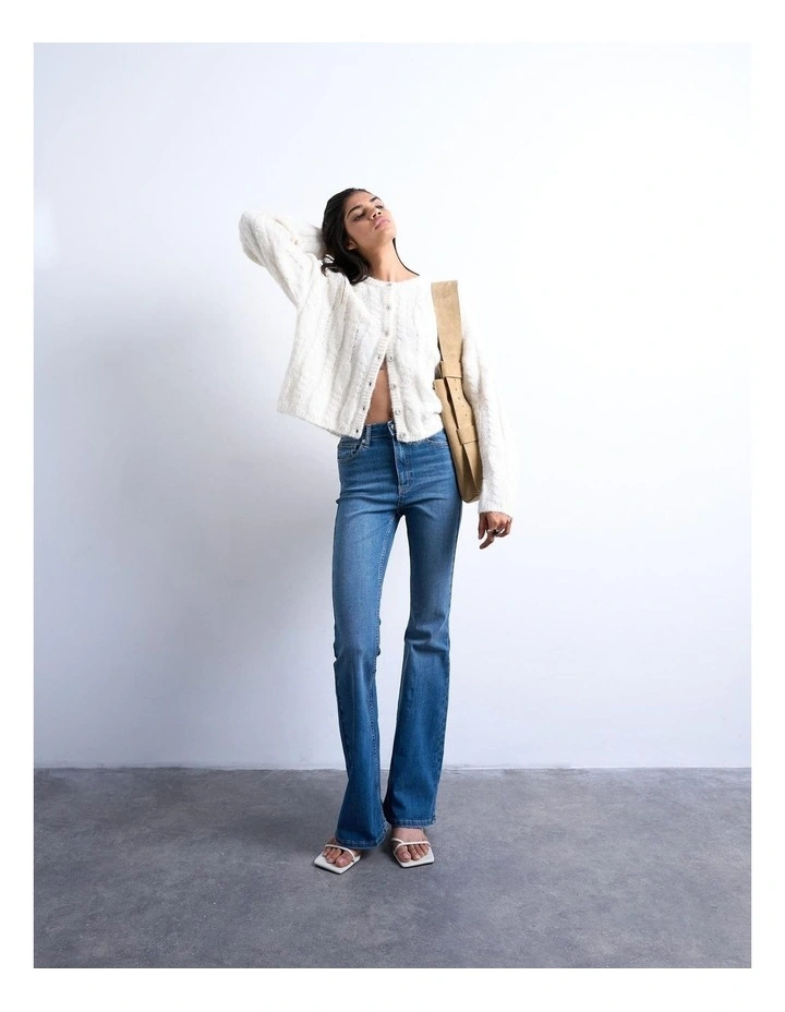 Jamie High Rise Flare Jeans in Mid Blues image 2