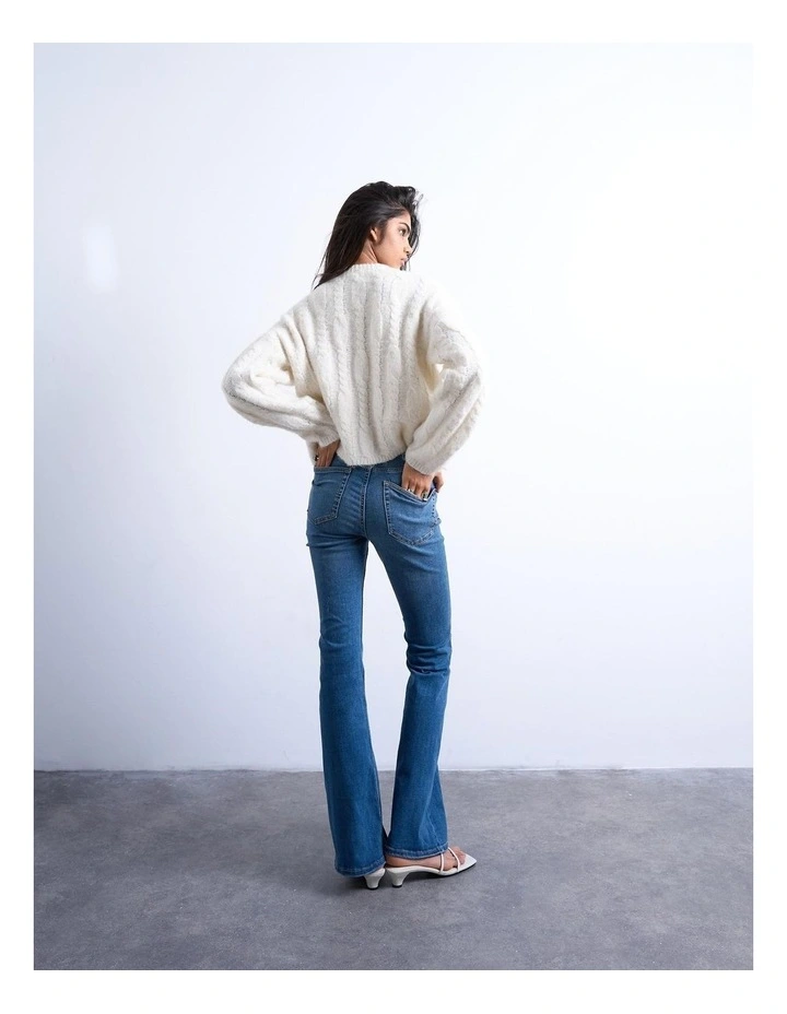 Jamie High Rise Flare Jeans in Mid Blues image 3