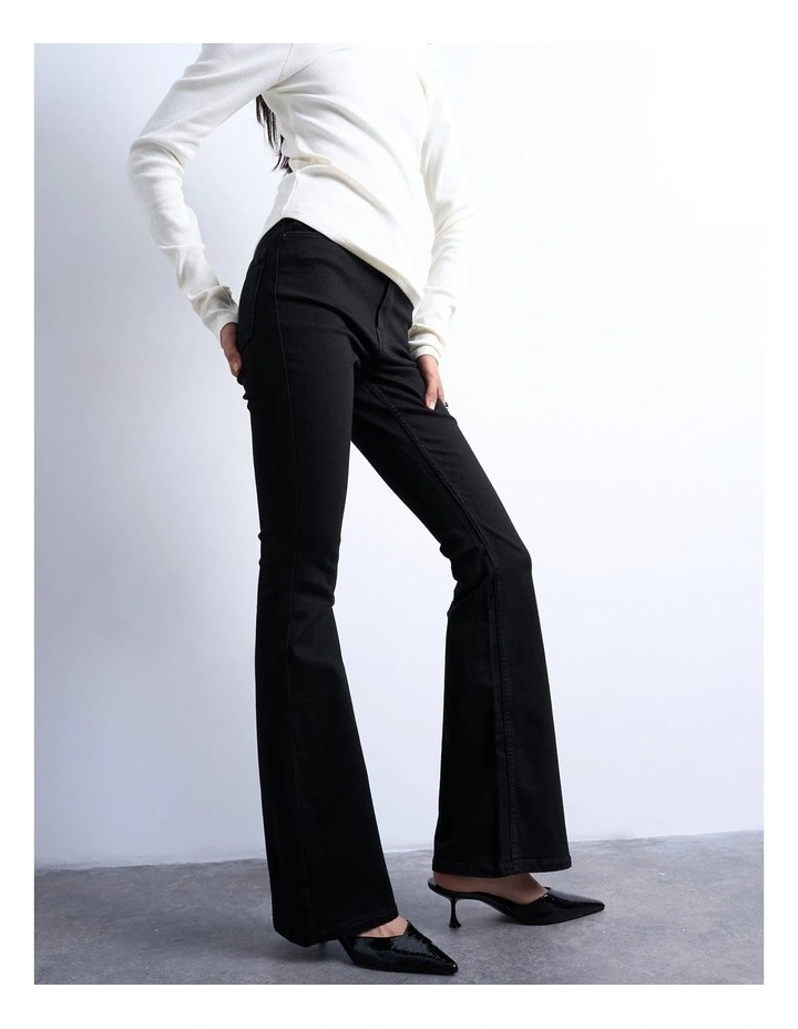 Jamie High Rise Flare Jeans in Black image 3