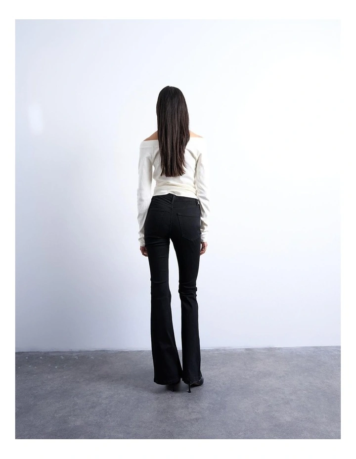 Jamie High Rise Flare Jeans in Black image 4