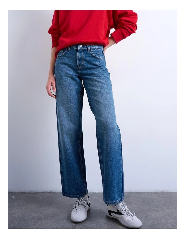 Cinch Low Rise Wide Leg Jeans in Blue image 2