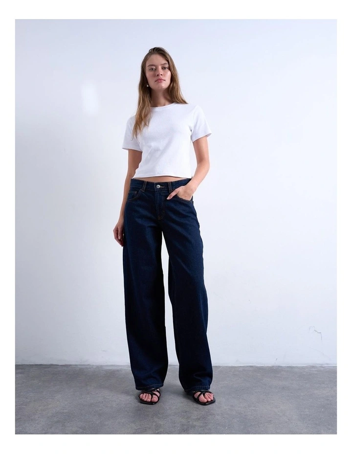 Cinch Low Rise Wide Leg Jeans in Blue image 1
