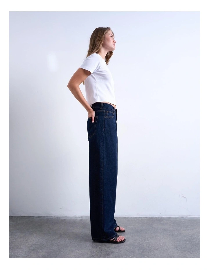 Cinch Low Rise Wide Leg Jeans in Blue image 3