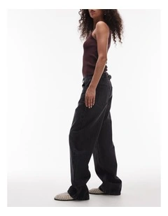 Cinch Wide Denim Jeans in Black