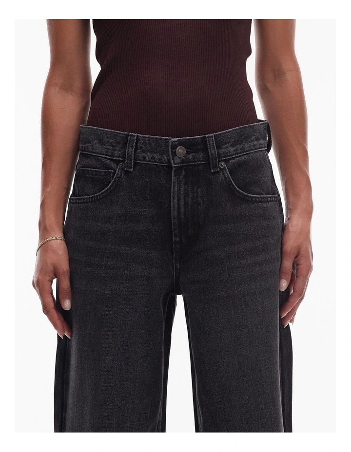 Cinch Wide Denim Jeans in Black image 2