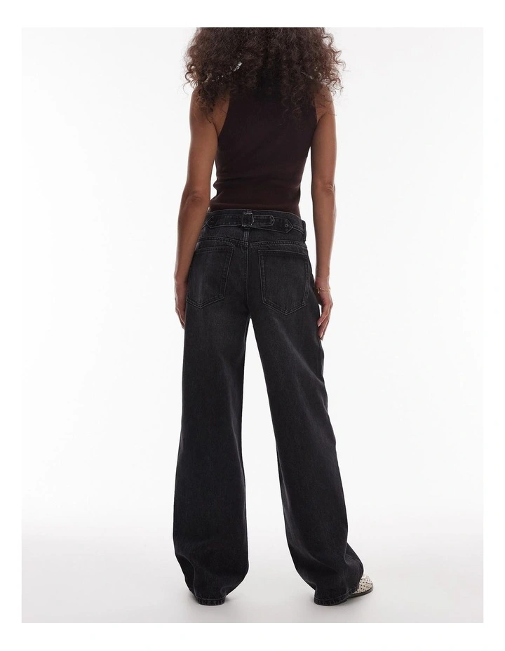 Cinch Wide Denim Jeans in Black image 3