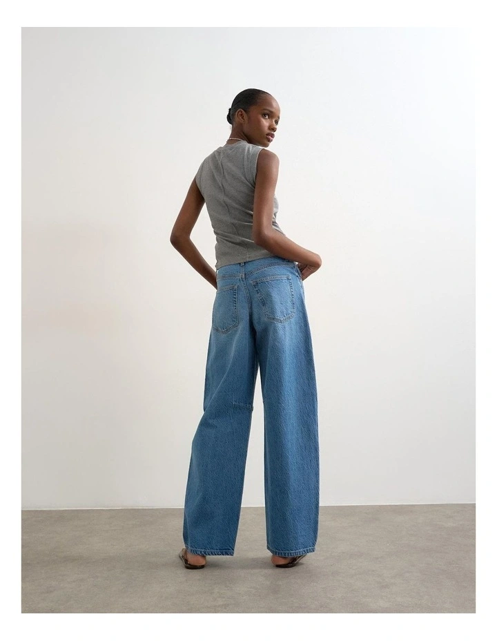 Alma High Rise Barrel Jeans in Blue image 3