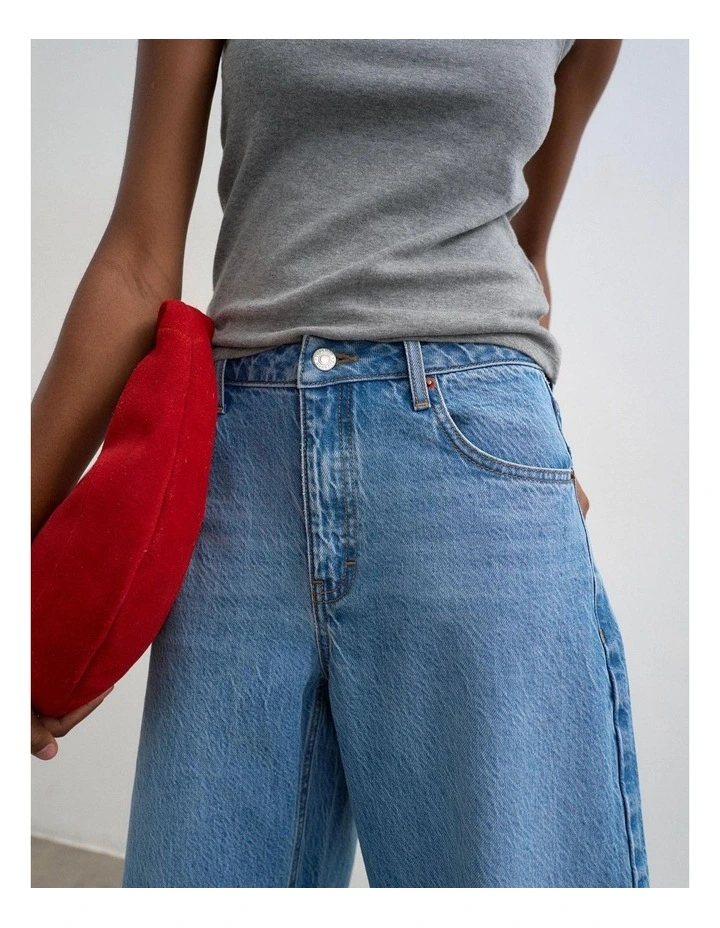 Alma High Rise Barrel Jeans in Blue image 4