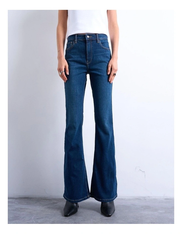 Jamie High Rise Flare Jeans in Blue image 1