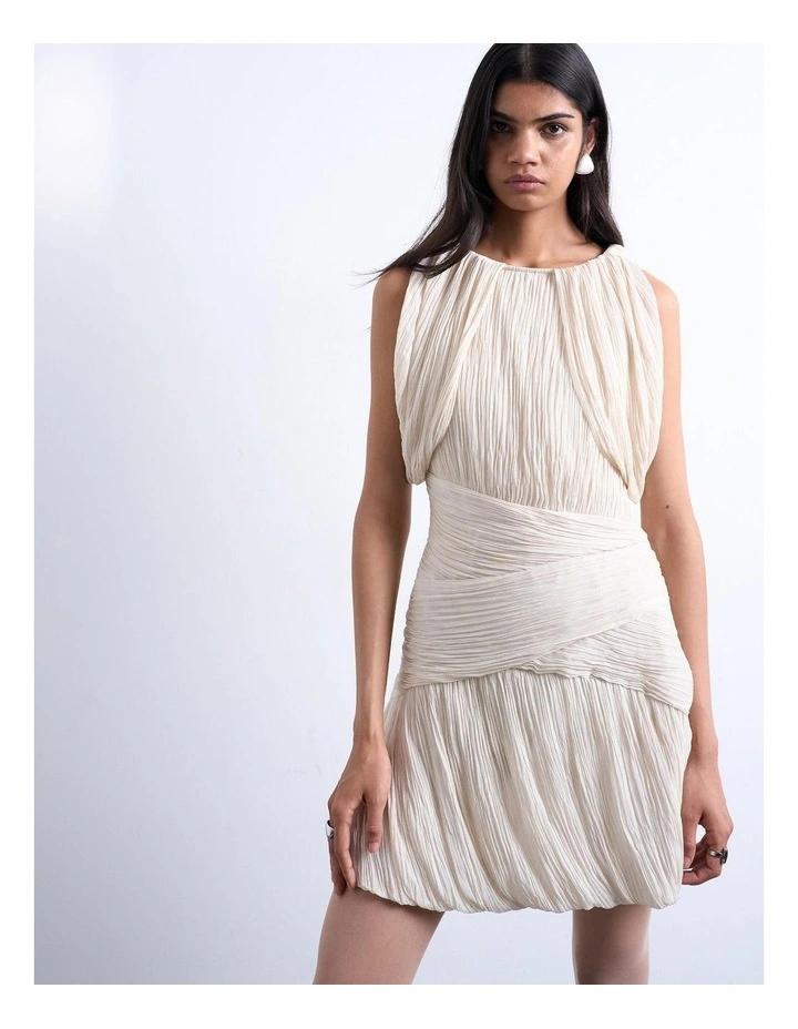 Svea Drape Mini Dress in White image 2