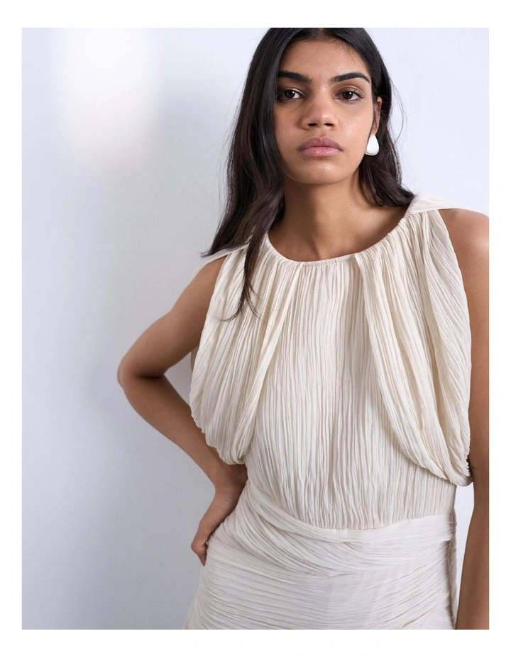 Svea Drape Mini Dress in White image 3