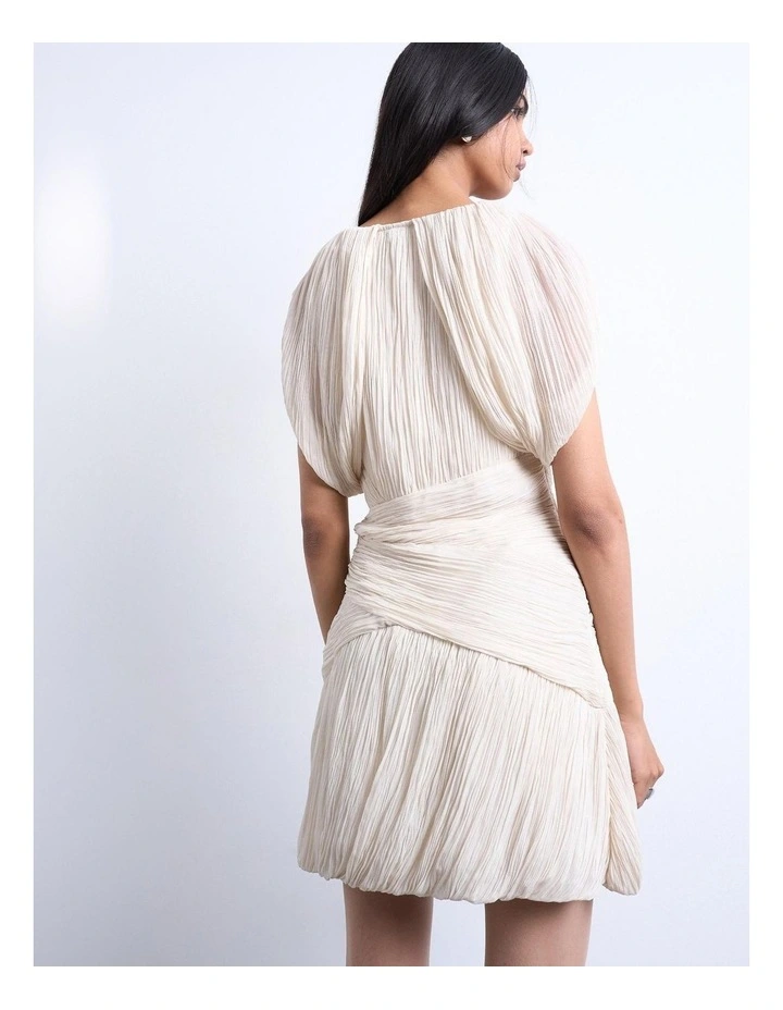 Svea Drape Mini Dress in White image 4