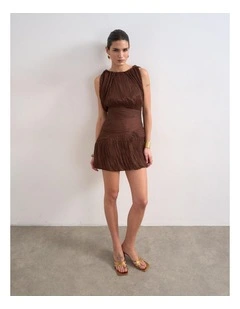 Svea Drape Mini Dress in Brown