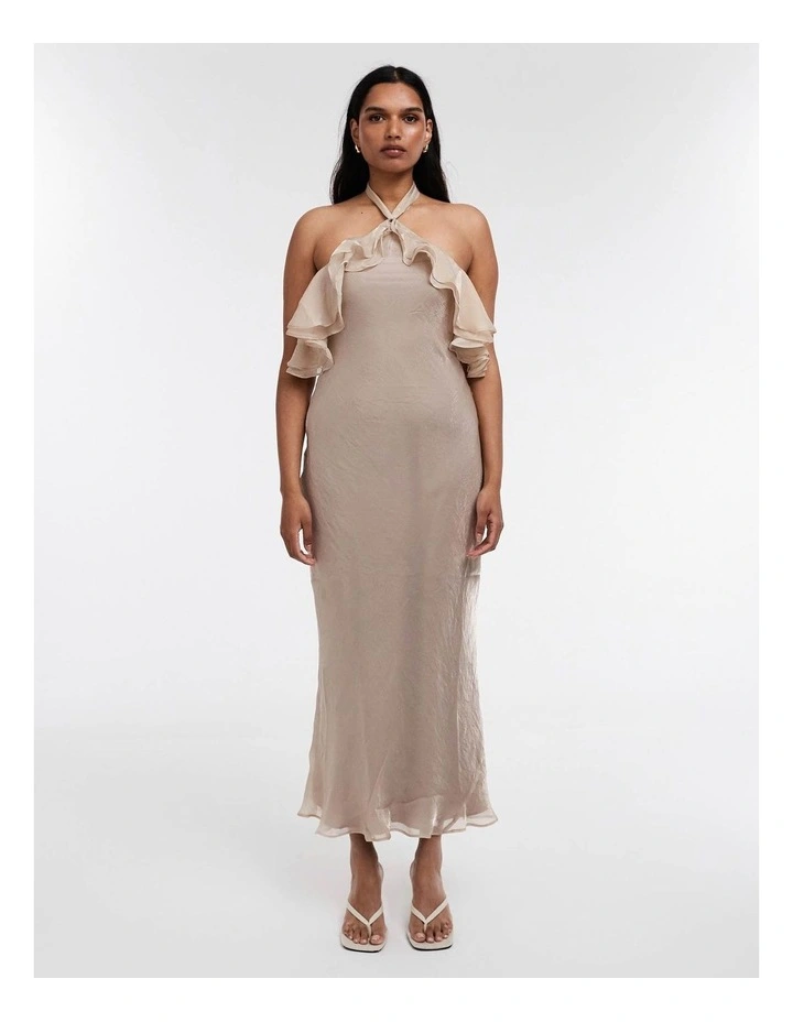 Tsliva Halterneck Maxi Dress in Brown image 1