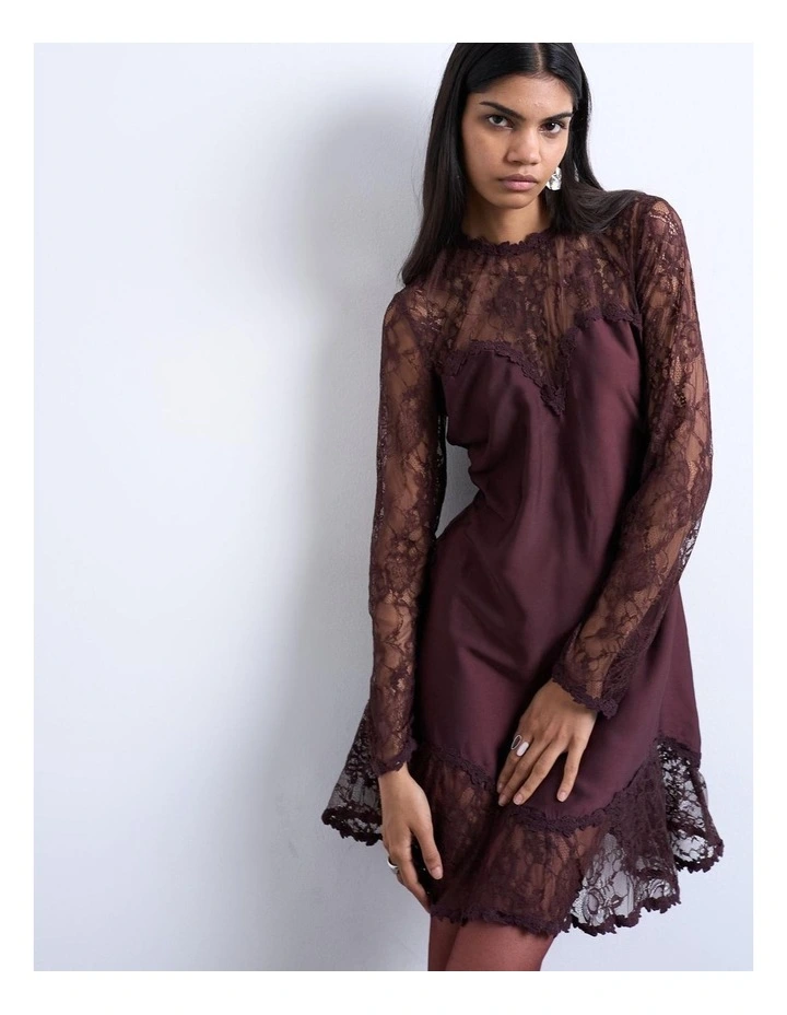 Ester Lace Mini Dress in Red image 1