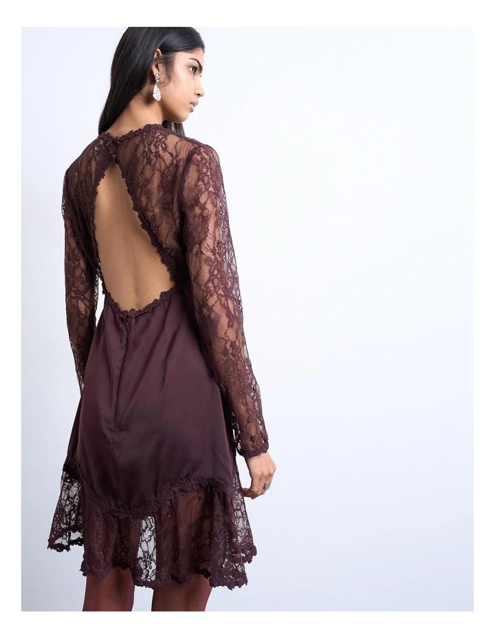 Ester Lace Mini Dress in Red image 2