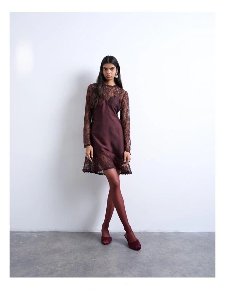 Ester Lace Mini Dress in Red image 3