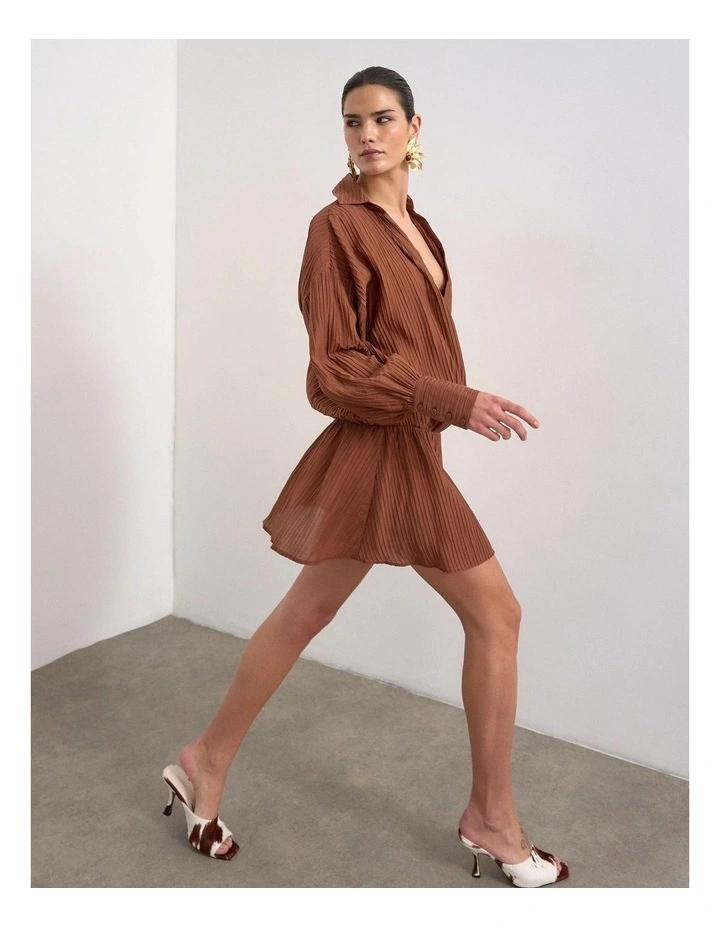 Laura Wrap Mini Shirt Dress in Red image 1
