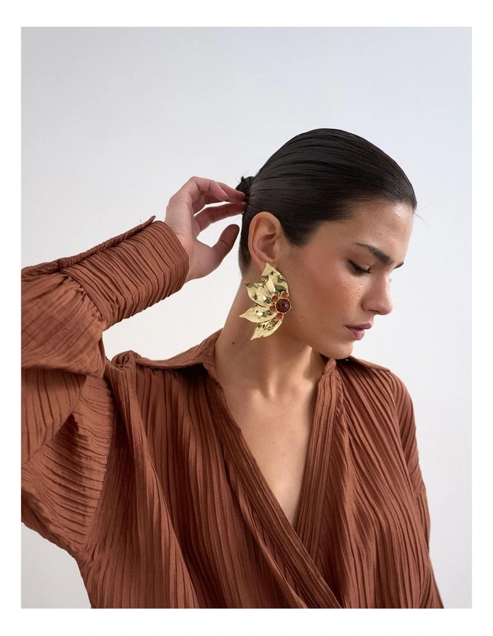 Laura Wrap Mini Shirt Dress in Red image 2