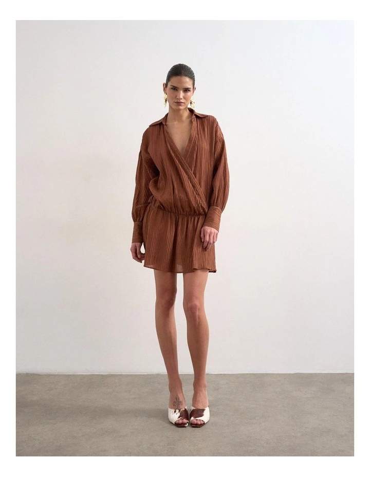 Laura Wrap Mini Shirt Dress in Red image 3