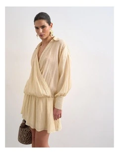 Tslaura Wrap Mini Shirt Dress in Ivory