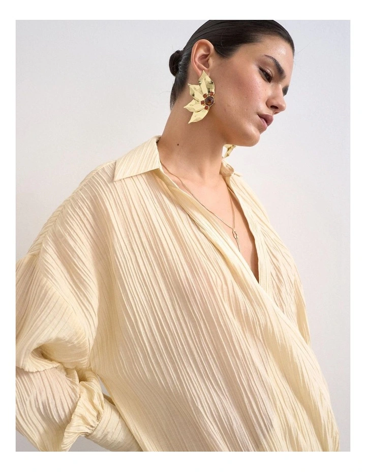 Tslaura Wrap Mini Shirt Dress in Ivory image 2