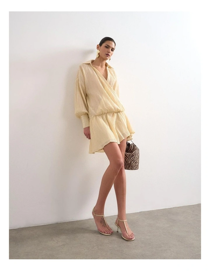Tslaura Wrap Mini Shirt Dress in Ivory image 3