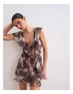 Rikke Ruffle Mini Dress in Purple