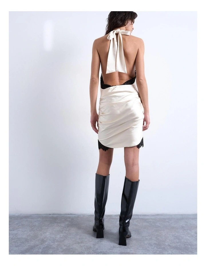 Caroline Lace Mini Dress in White image 4