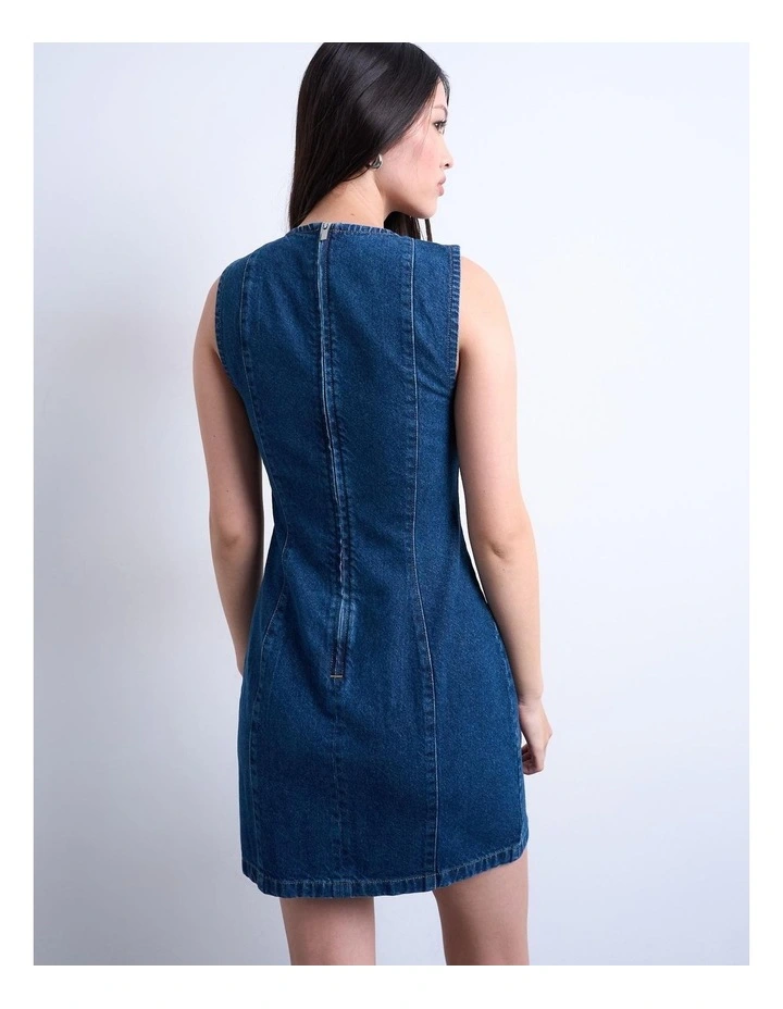 Liv Mini Denim Dress in Mid Blues image 3