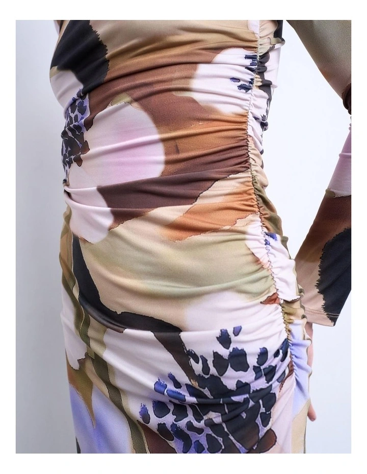 Elly Longsleeve Boatneck Mini Dress in Purple image 2