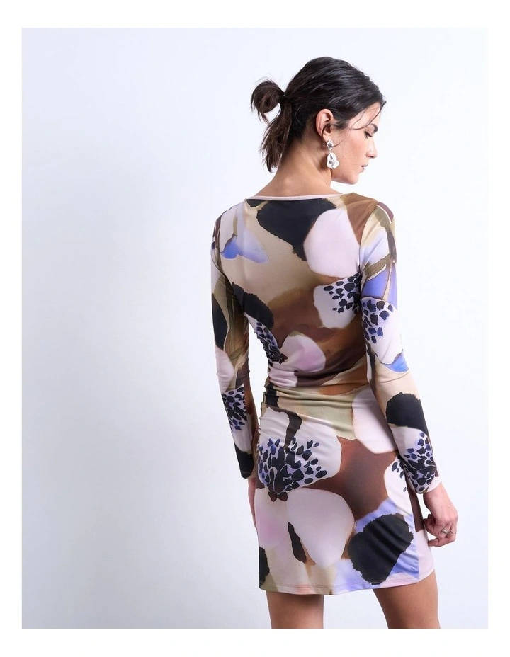 Elly Longsleeve Boatneck Mini Dress in Purple image 4