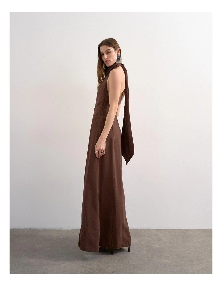 Gry Halterneck Maxi Dress in Brown image 3