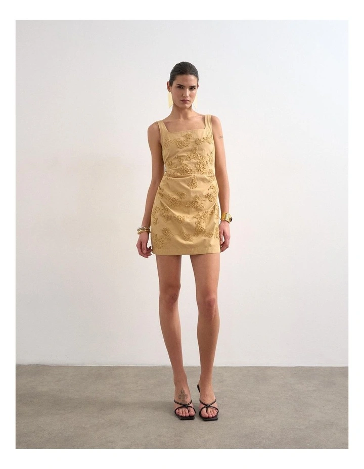 Nina Sleeveless Mini Dress in Beige image 1