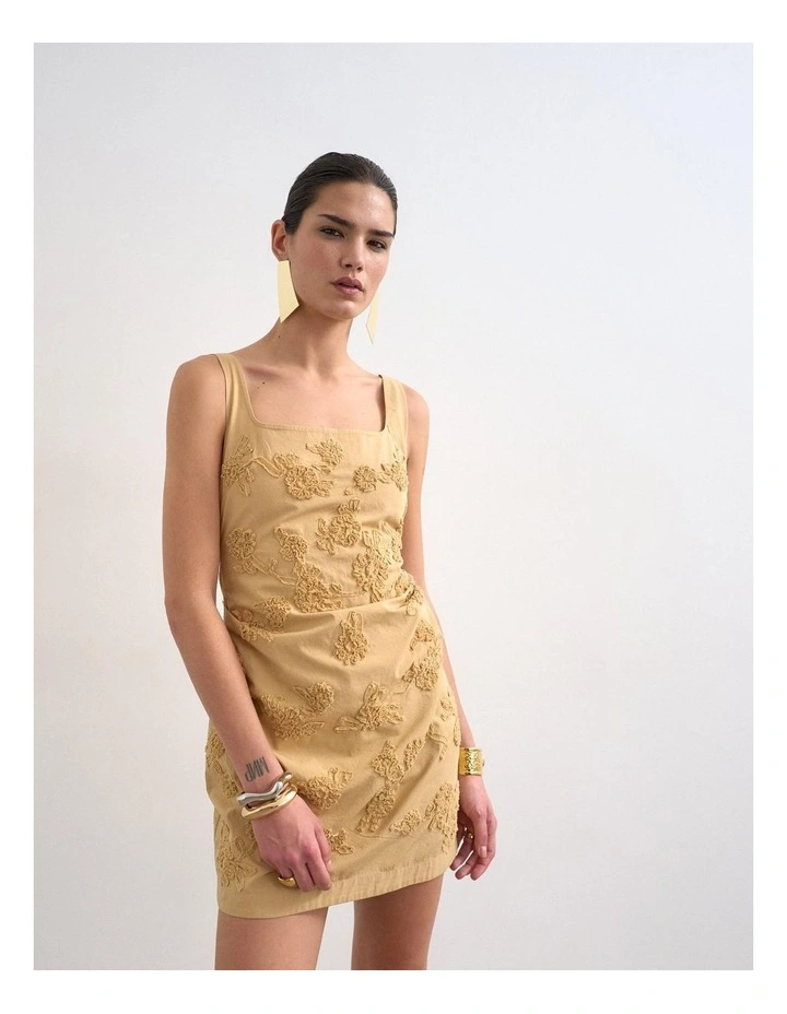 Nina Sleeveless Mini Dress in Beige image 2