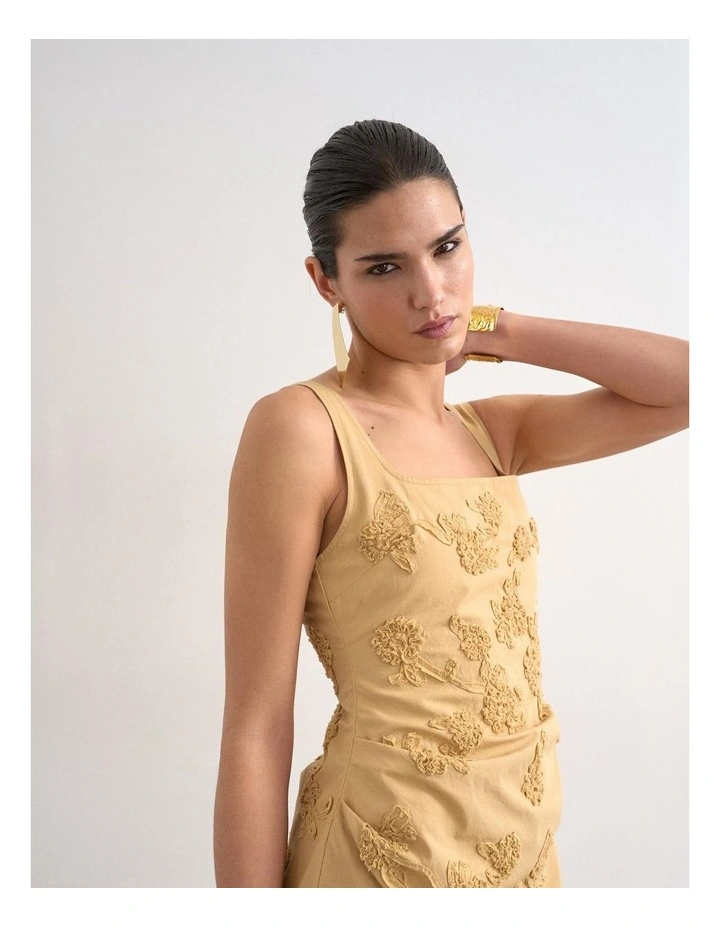 Nina Sleeveless Mini Dress in Beige image 3