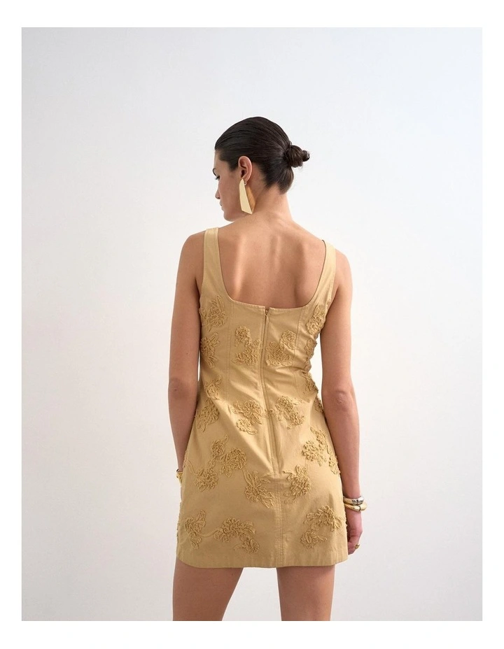 Nina Sleeveless Mini Dress in Beige image 4