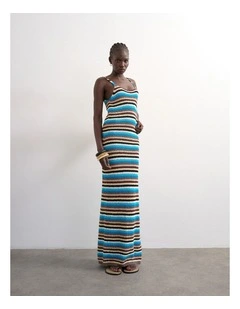 Cajsa Stripped Midi Knit Dress in Multi