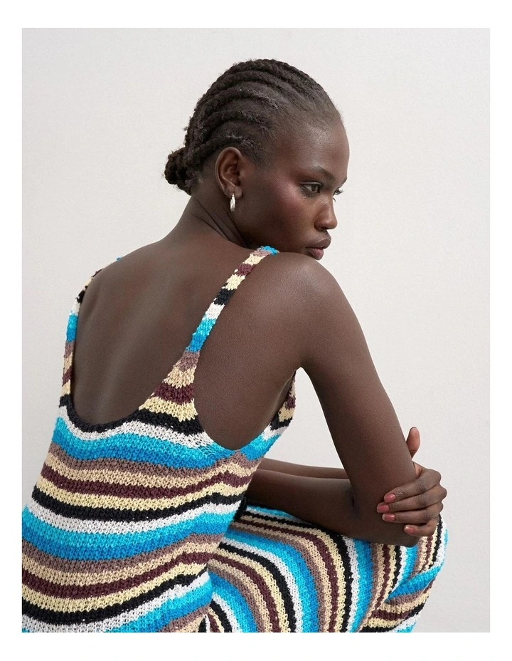 Cajsa Stripped Midi Knit Dress in Multi image 4