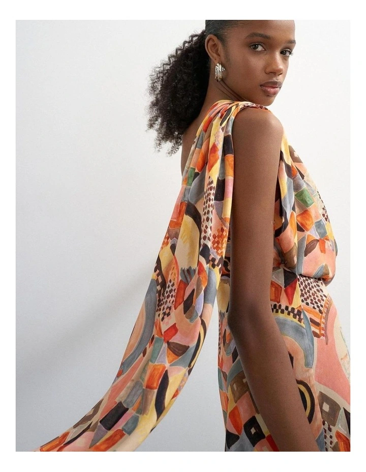 Viva Draped Scarf Mini Dress in Orange image 2